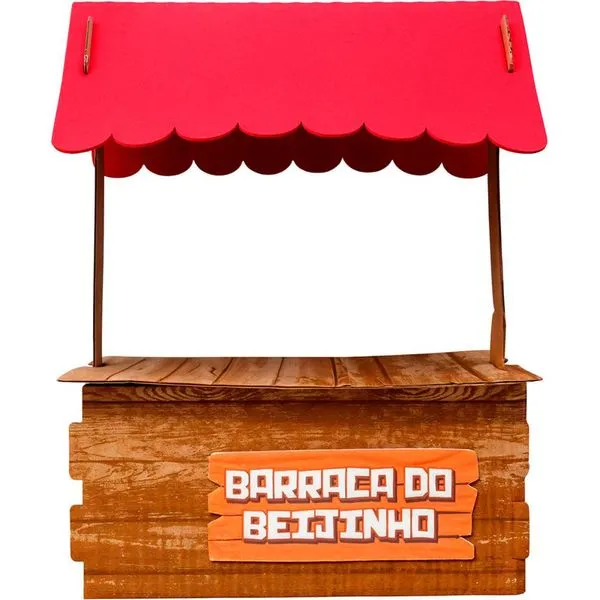 Porta Docinhos de Festa Junina Barraca do Beijinho em EVA Decoração Bandeja de Mesa para Doces -