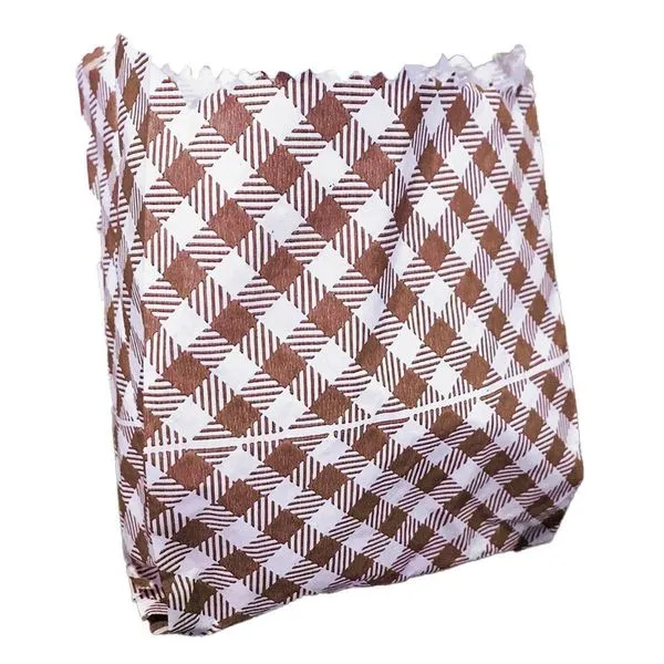 Saquinho De Papel Xadrez Marrom 10,5cm X 14cm - 50 Un