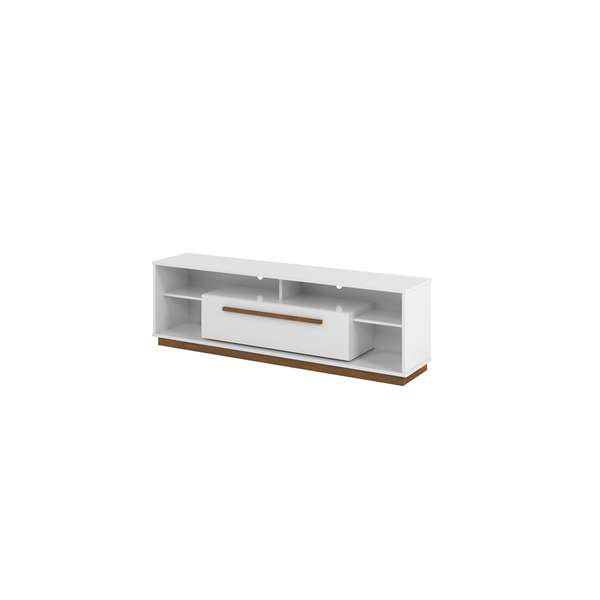 Rack em MDF, 1 Porta, 2 Prateleiras - Saturno Branco / Amêndoa
