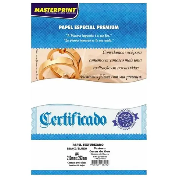 Papel Texturizado Masterprint Casca de Ovo 180G para Scrapbooking e Convites Pacote com 50 Folhas Papel Texturizado Masterprint Casca de Ovo 180G Pacote com 50 Folhas para Artesanato e Convites