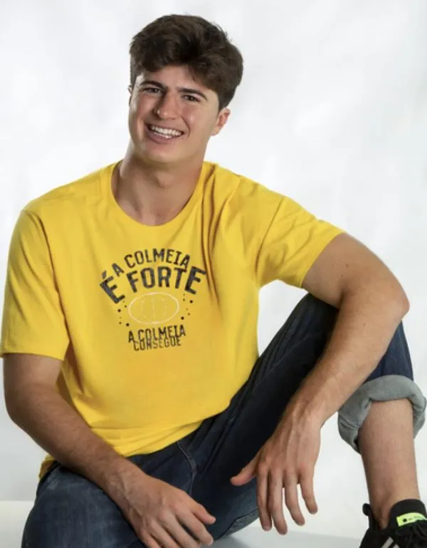 Camiseta Algodão Amarela Manga Curta Natan Por Aí Ícones M / Amarelo