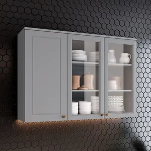 Armário Aéreo 3 Portas Americana Henn 120cm | Cinza