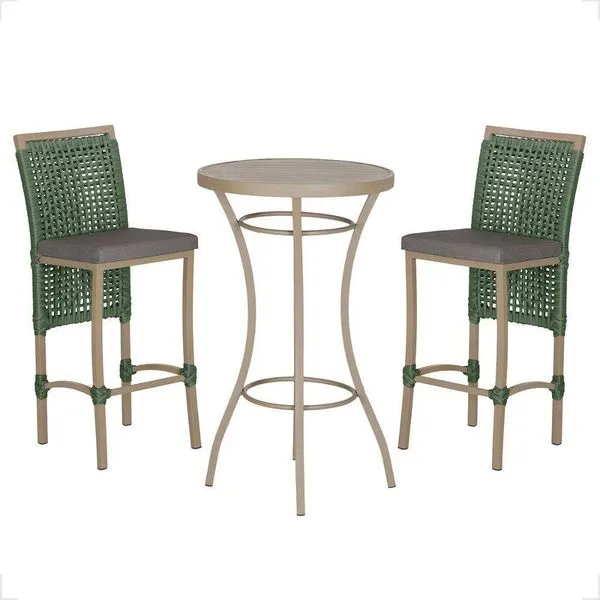Mesa Bistro E 2 Banquetas Roma Fendi Corda Náutica 11 Verde