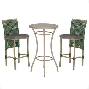 Mesa Bistro E 2 Banquetas Roma Fendi Corda Náutica 11 Verde