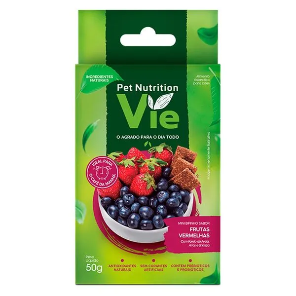Petisco Bifinho Vie Para Cães Frutas Vermelhas Caixa 20 Unidades 50g (MP)