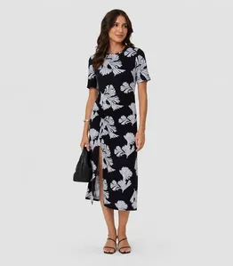 Vestido Midi Viscotorcion Rotativo Infinita Cor Preto G