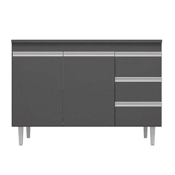 Balcão Gabinete Cozinha Andreia 100cm 2 Porta S-t Ajl Móveis Cinza