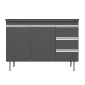 Balcão Gabinete Cozinha Andreia 100cm 2 Porta S-t Ajl Móveis Cinza
