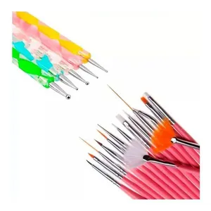 Kit Manicure 15 Pincéis + 10 Boleadores Profissional