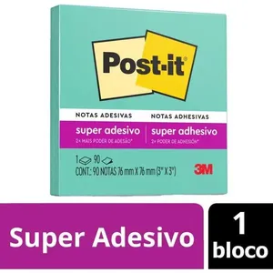 BLOCO DE RECADO POST-IT 76X76MM AZUL AQUA 90FLS.