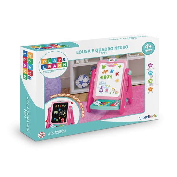 Lousa Para Criança Magnética e Quadro Negro Play e Learn 2 em 1 Multikids - BR1767OUT [Reembalado] BR1767OUT