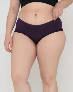 Calcinha Caleçon Plus Size Detalhe Renda Roxa P