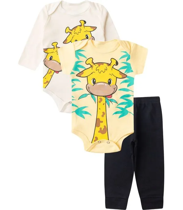Kit Body Infantil Longo 3 Peças Select Amarelo P