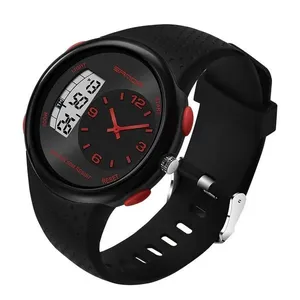 Relógio Sanda Eletrónico Digital De Dupla Exibição 50 M Design Preto Vermelho