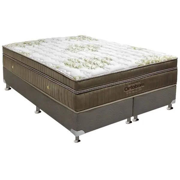 Cama Box King: Colchão Molas Superpocket Ensacadas Ortobom Gold Ultragel + Base Crc Suede Gray (186x198)