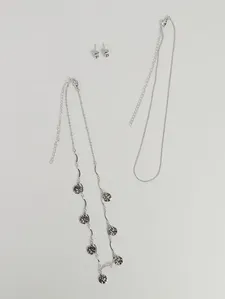 Conjunto Colar e Brinco Medalha PRATA