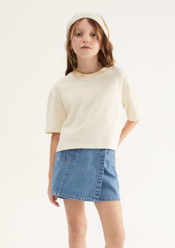 Blusa Infantil Menina Oversized Em Malha Binada - Creme 010