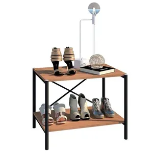 Sapateira Multiuso Hall De Entrada 60cm 2 Prateleiras Padova Demolição-preto - Artefamol