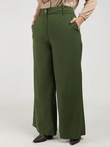 Calça Alfaiataria Pantalona Plus Size Feminina VERDE G1