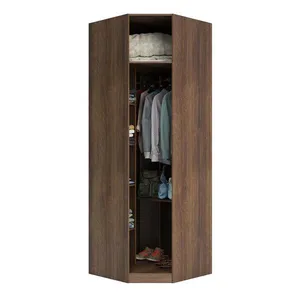 Guarda Roupa Closet Aberto Canto Diagonal 5 Prateleiras 1 Cabideiro 83 | Nogueira Dourado (S/V)