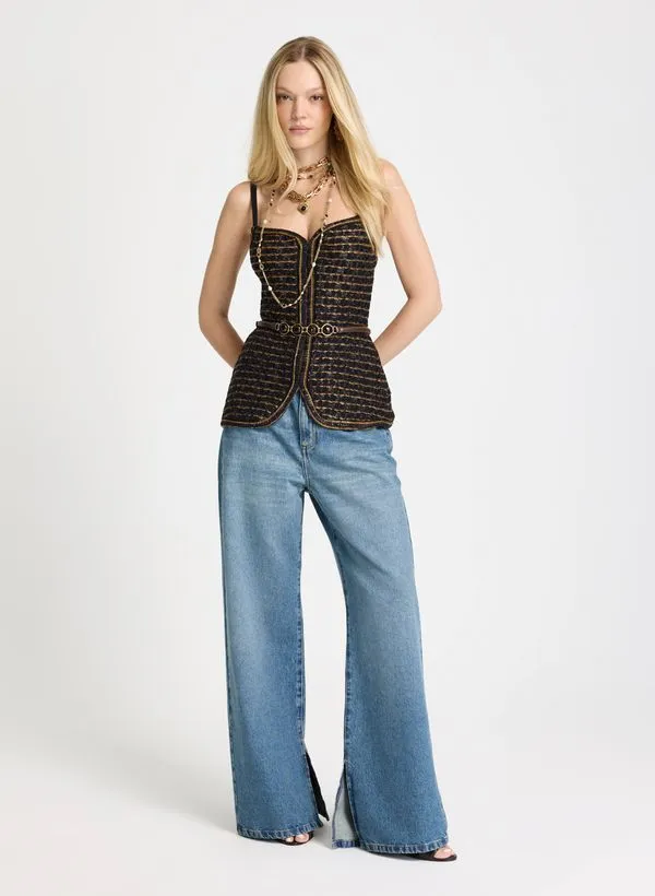 Calça Le Lis Thaline Pantalona Jeans Feminina 48