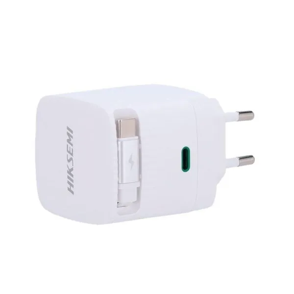Carregador De Viagem Hiksemi Turbo 67W 3A USB-C Retrátil Branco (MP)