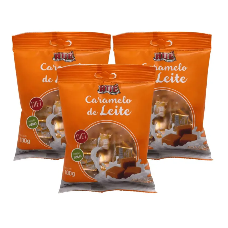 Kit Bala Caramelo De Leite Diet - Hué 3 Unidades 100g
