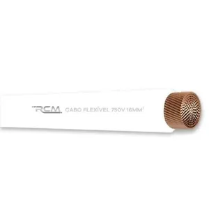 Fio Cabo Flexível 750V 16mm para Instalações Seguras Eficientes Branco RCM Cabos Elétricos Fio Cabo Flexível 750V 16mm para Instalação Residencial Branco RCM Cabos Elétricos