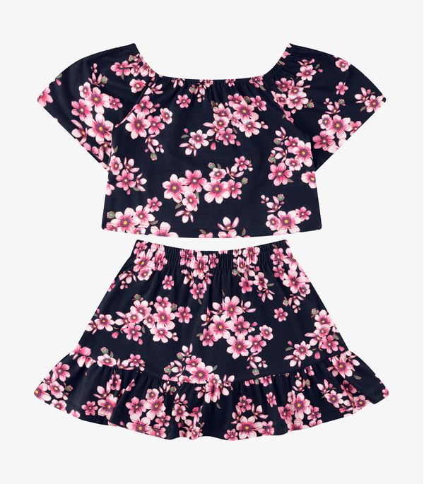 Conjunto Blusa com Saia Cotton Rovi Kids Azul 6
