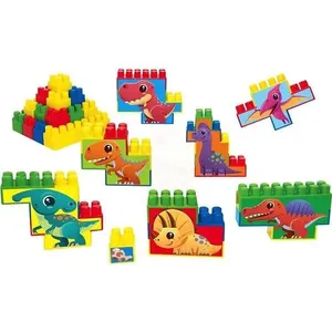Brinquedo de Montar Parque dos Dinossauros 48 Peças com 8 Adesivos Temáticos GGB Plast Brinquedo de Montar Parque dos Dinossauros 48 Peças GGB Plast