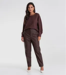 Calça Feminina Reta Courino Endless Marrom M