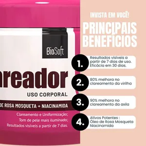 Clareador De Mancha Escura Virilha Axila Coxa Rosa Mosqueta