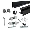 Kit Sobrepor Flex 2m 4 Rodas Batente e Trilho Superior 35x35mm Perfil Rold Kit Sobrepor Flex 2m 4 Rodas Batente e Trilho Superior 35x35mm Preto