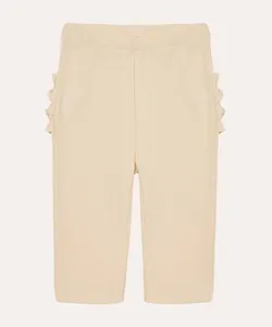 calça infantil de algodão peruano com fru fru bege 12-18