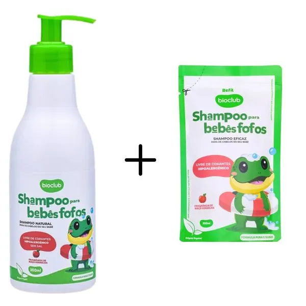 Kit Shampoo Bebês Fofos + Refil Natural Infantil - Bioclub