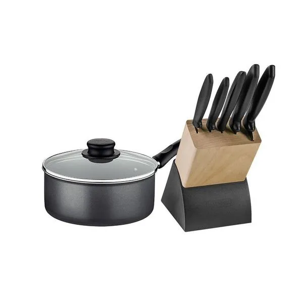 Panela Turim Alumínio Chumbo Antiaderente 18cm 1,4l Ptc + Jogo De Facas Plenus - Tramontina