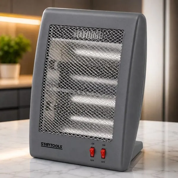 Aquecedor de Ar de Ambiente Quartzo SR1266 800W com Grade de Proteção Cinza Startools 220V Aquecedor de Ar Quartzo SR1266 800W Desligamento Automático Cinza Startools 220V