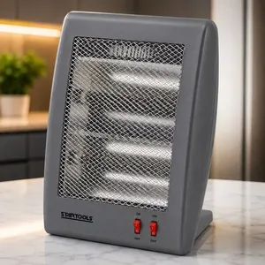 Aquecedor de Ar de Ambiente Quartzo SR1266 800W com Grade de Proteção Cinza Startools 220V Aquecedor de Ar Quartzo SR1266 800W Desligamento Automático Cinza Startools 220V