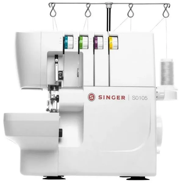 Máquina de Costura Overloque Singer S0105 6 Pontos Branca 220V com Braço Livre e Luz LED Máquina De Costura Overloque Singer 6 Pontos S0105 Branco 220v