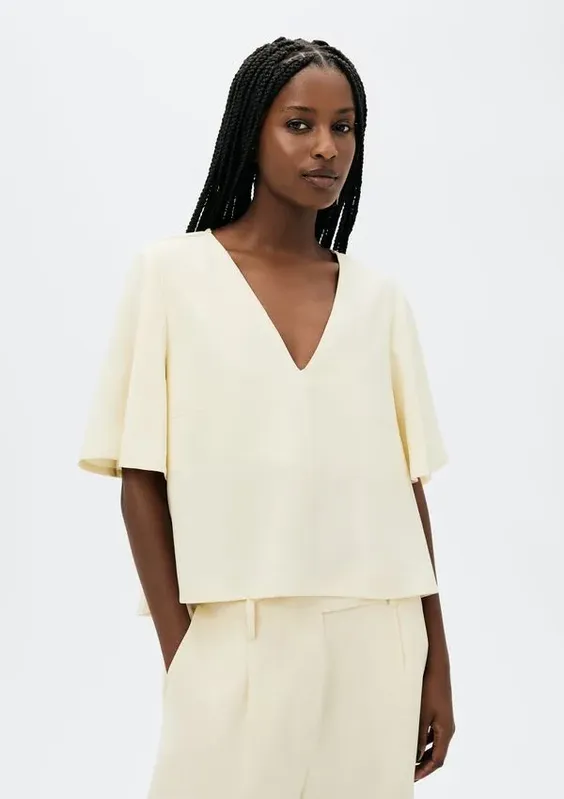 Blusa Feminina Manga Sino Em Peachtouch - Creme XP