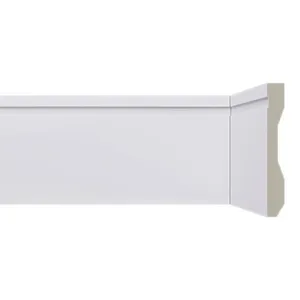 Rodapé Poliestireno Branco LEV102 10cm x 2,40m Santa Luzia - Kit 8 Barras Kit com 8 Barras Rodapés de Poliestireno LEV102 Branco 100mm de Altura 2,40m Santa Luzia