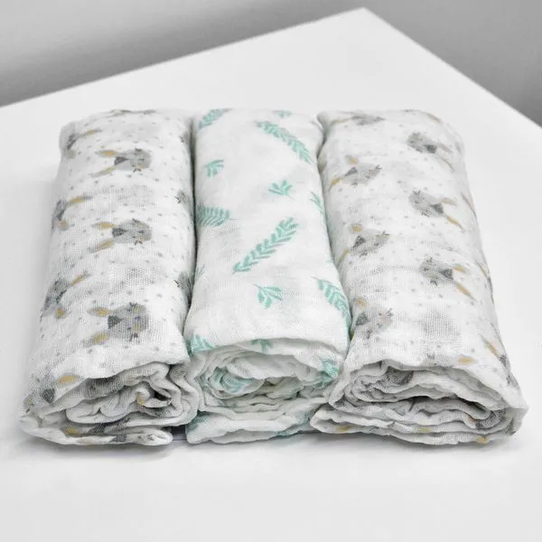Cueiro Estampado com 3 Peças - 1544 Coelhinho Cinza