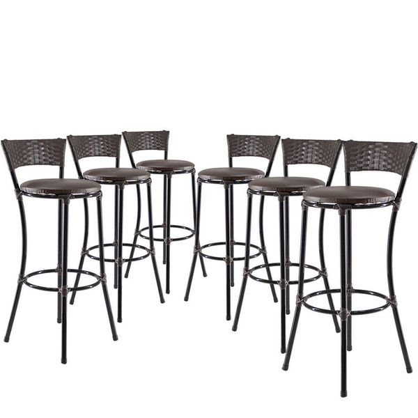 Kit 6 Banquetas Alta Forts Fibra Uv Bancada, área Goumert, Bar, Piscina, Balcão, Floral Marrom