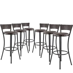 Kit 6 Banquetas Alta Forts Fibra Uv Bancada, área Goumert, Bar, Piscina, Balcão, Floral Marrom