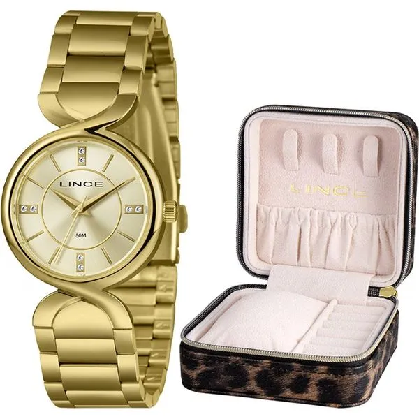 Kit Relógio Lince Feminino Dourado LRGH301L30-C1KX