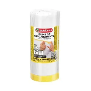 Filme de Mascaramento para Pintura 1,40x20m Modelo 755 para Proteção de Superfícies Internas e Externas Adelbras Filme de Mascaramento para Pintura 1,40x20m 755 para Acabamento sem Manchas em Ambientes Limpos