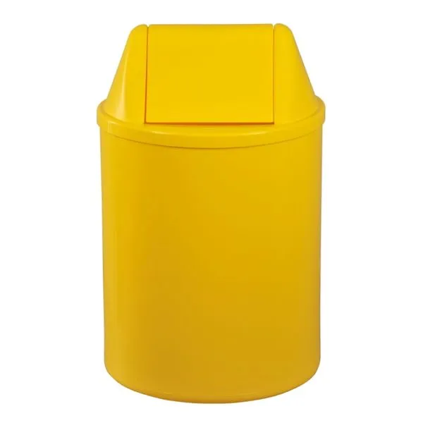 Cesto de Plástico 29cm / 12 Litros com Tampa Vai e Vem Amarelo - EB9AM - JSN