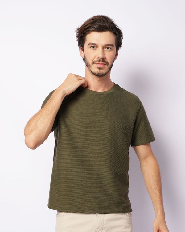 Camiseta Masculina Texturizada Manga Curta Verde M