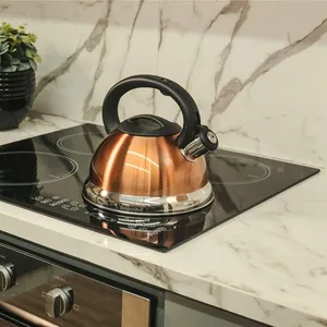 Chaleira Em Inox Com Apito E Fundo Duplo à Indução Dourada