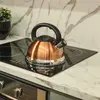 Chaleira Em Inox Com Apito E Fundo Duplo à Indução Dourada